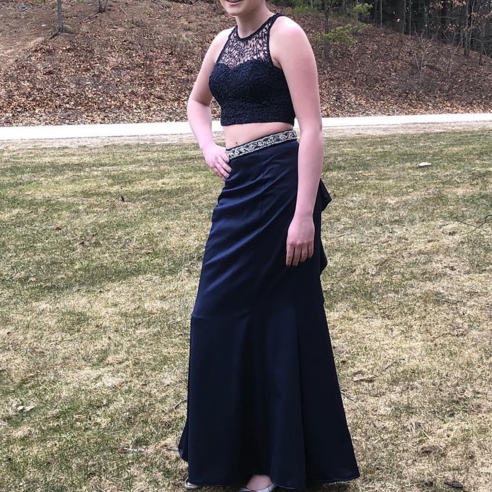 Navy Blue 2pc formal prom dress